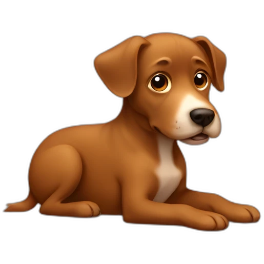 little brown dog is pooping emoji