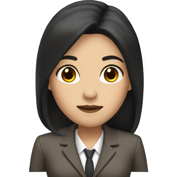 Female defense attorney with long black hair with brown suit emoji