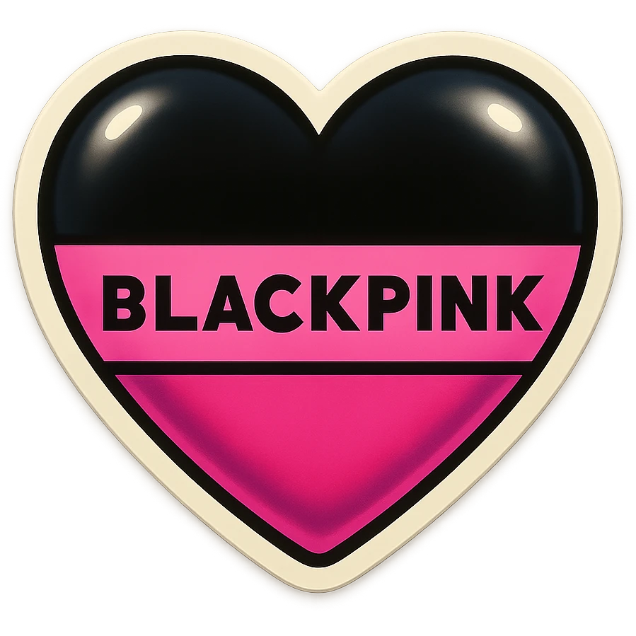 BLACKPINK-inspired object, black and pink colors, nostalgic and playful look, retro stickers style emoji