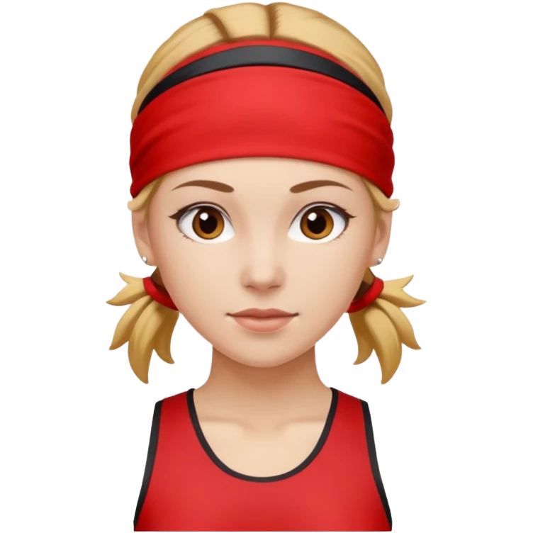 Woman with red headband and sporty outfit emoji