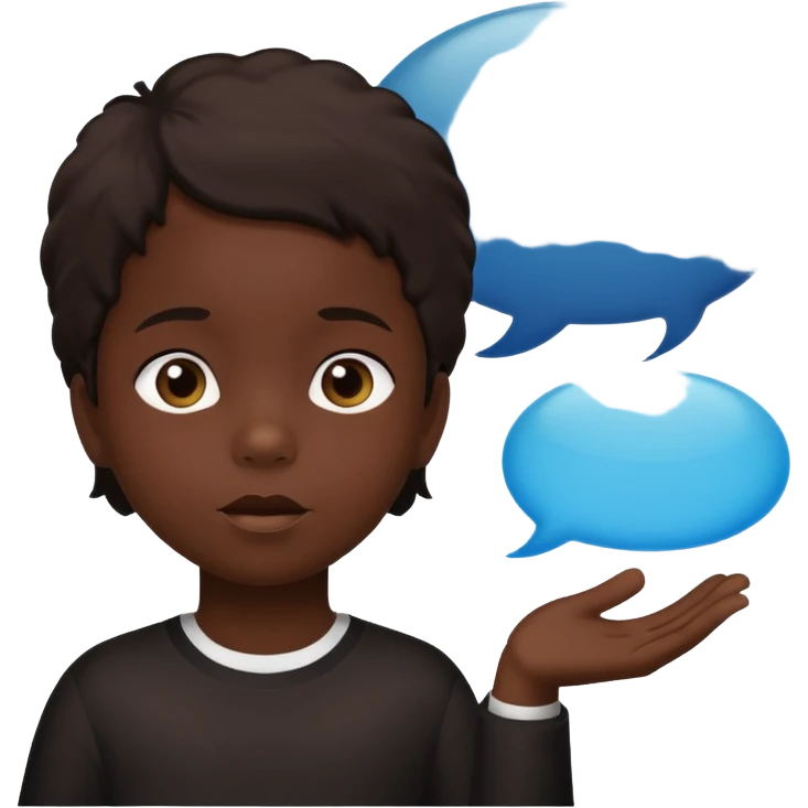 child silhouette with two speech bubbles in different languages emoji