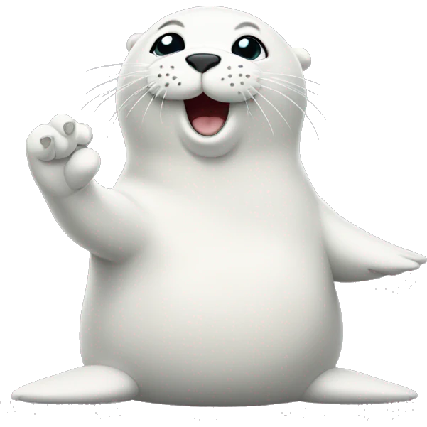 The white Seal waves its paw emoji