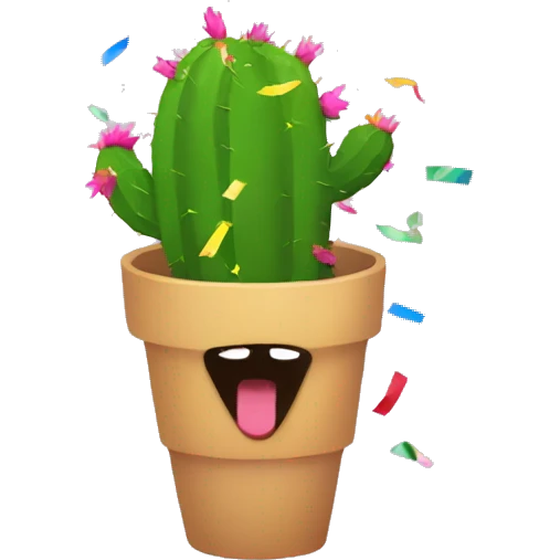 cactus eating confetti emoji