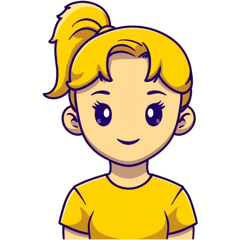 girl avatar with ponytail and yellow t-shirt emoji