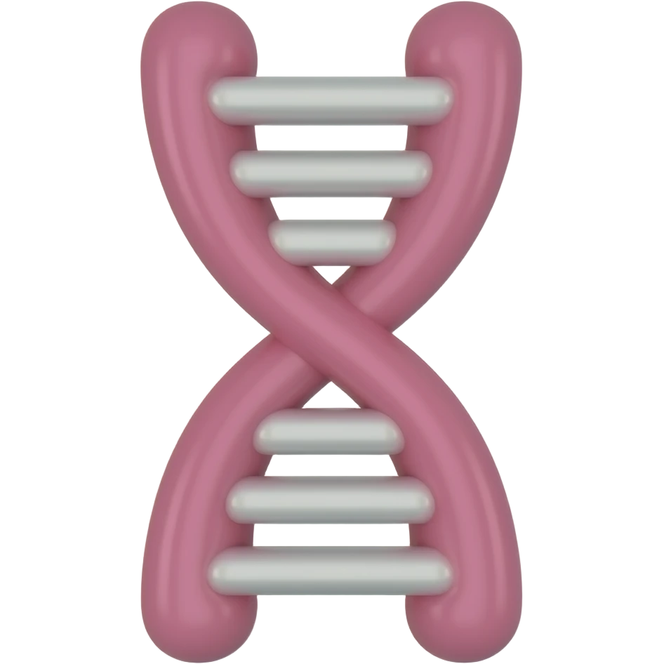 pink chromosome on white background without connections as lines between arms just two arms of chromosome emoji