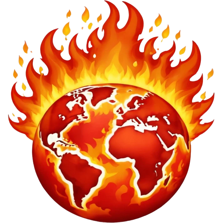 Make it red and on fire Exploding earth emoji