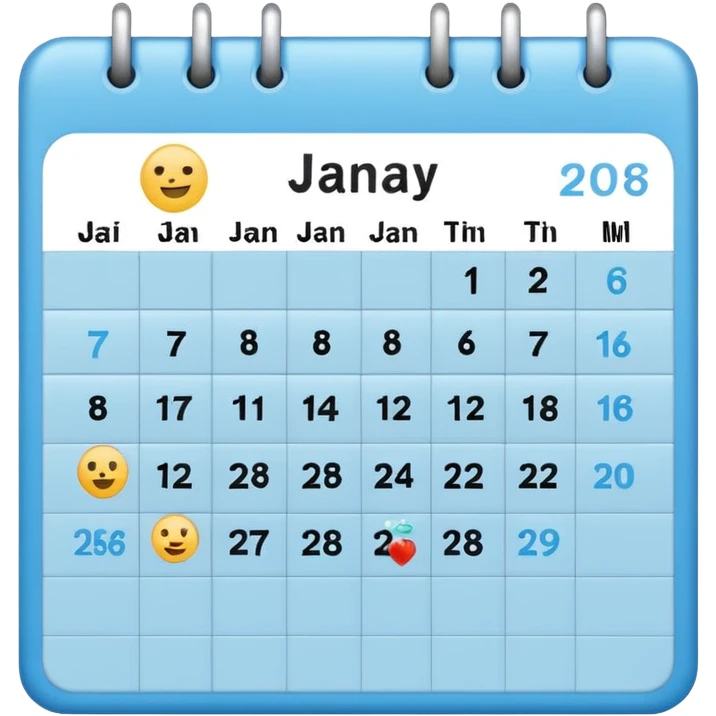 January calendar flat emojy style just writte Jan 2026. More flat style Just JAN 2026 should be on it. No need for days , shoujdbe JAn 2026 written in the middele of the icon emoji