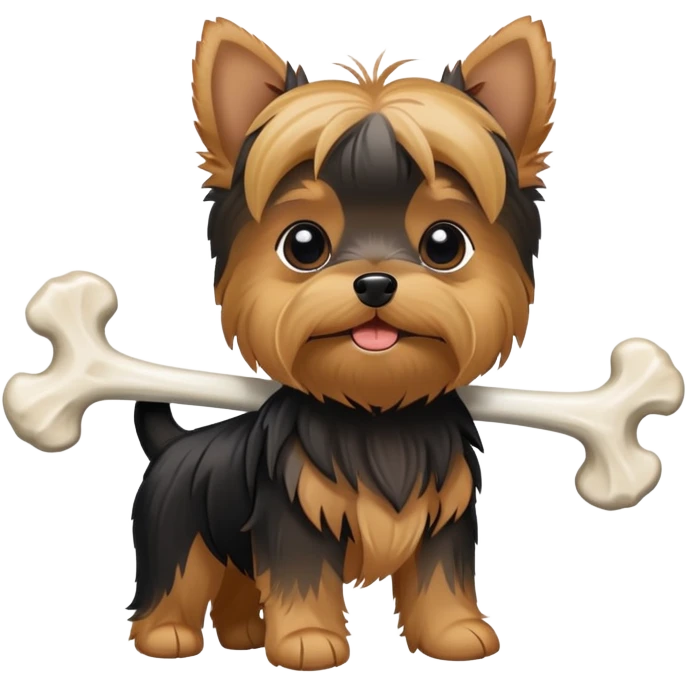 Yorkie with a bone emoji
