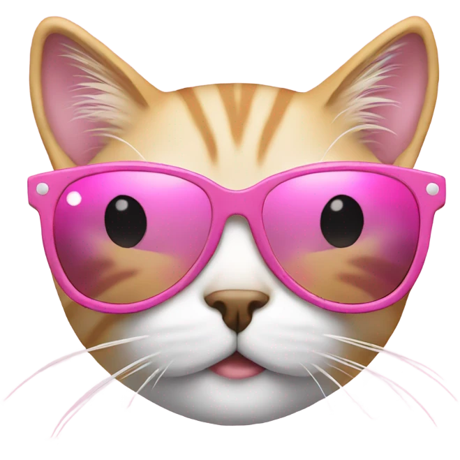 Cat with sunglasses pink and whit  emoji