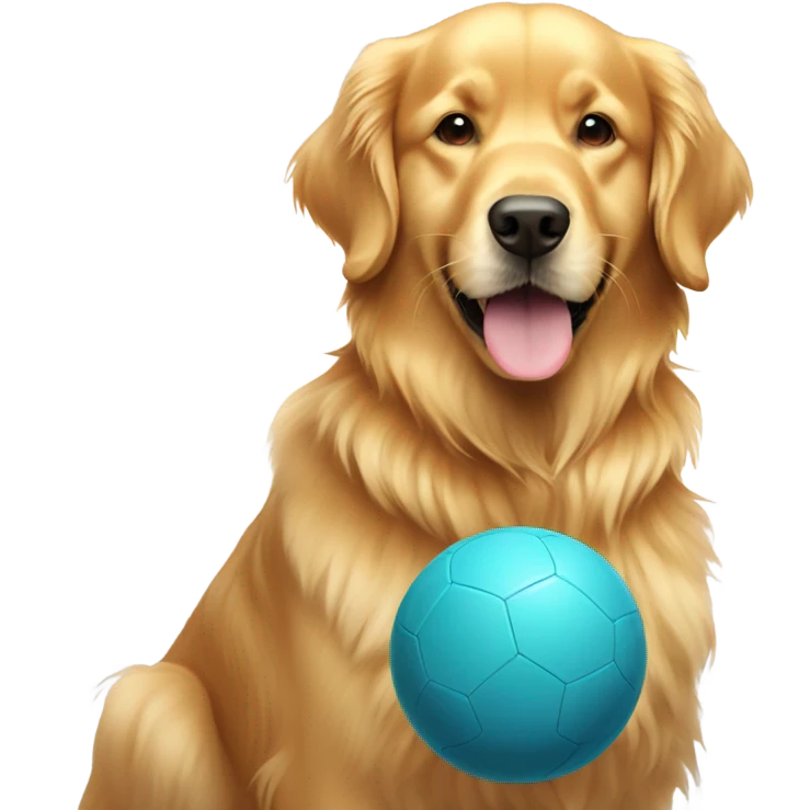 Golden retriever with ball emoji