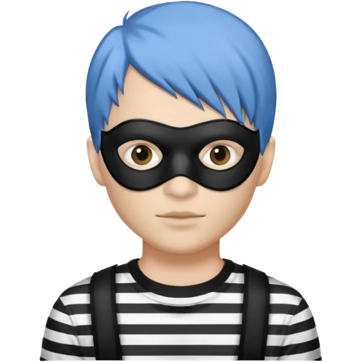 blue haired criminal with robber mask emoji