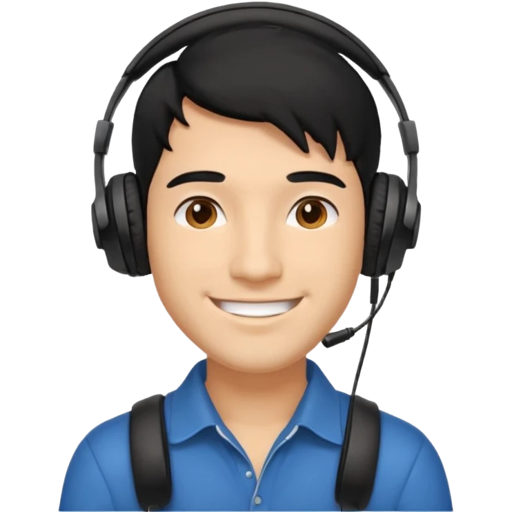 light black hair man with headphones emoji