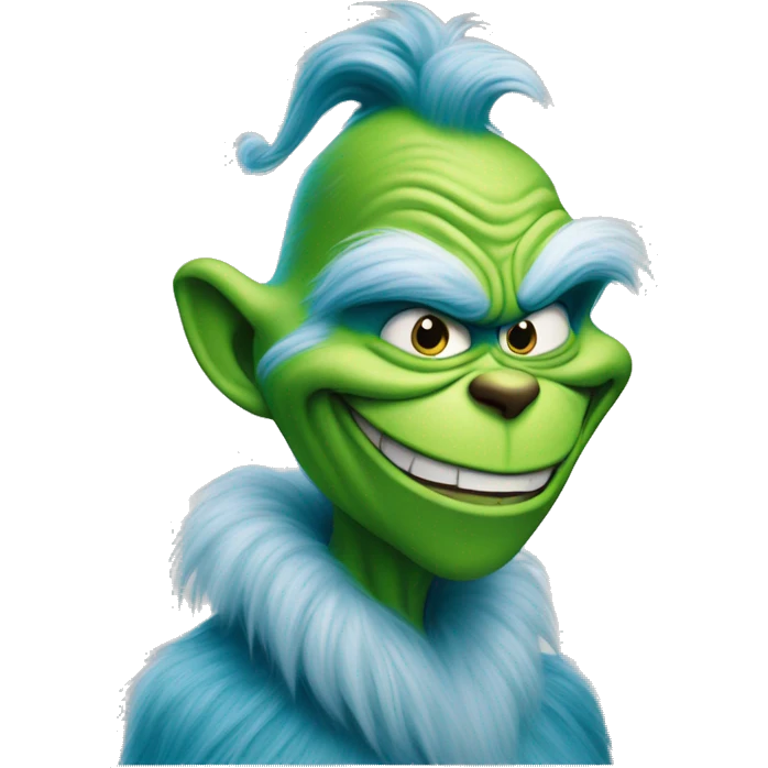 Blue grinch grinning very wide emoji