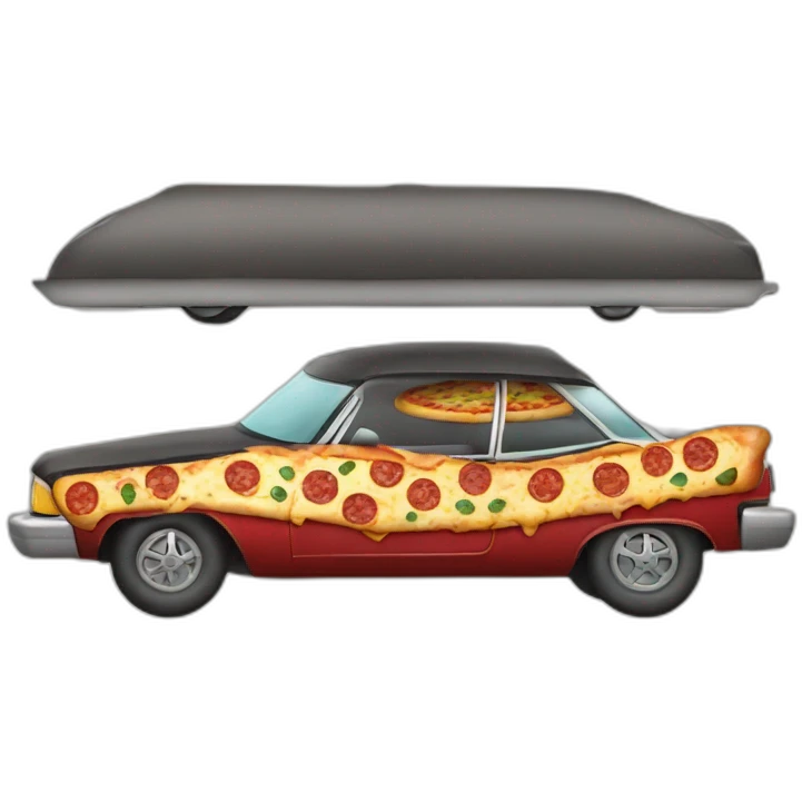 car with pizzas instead of tires emoji