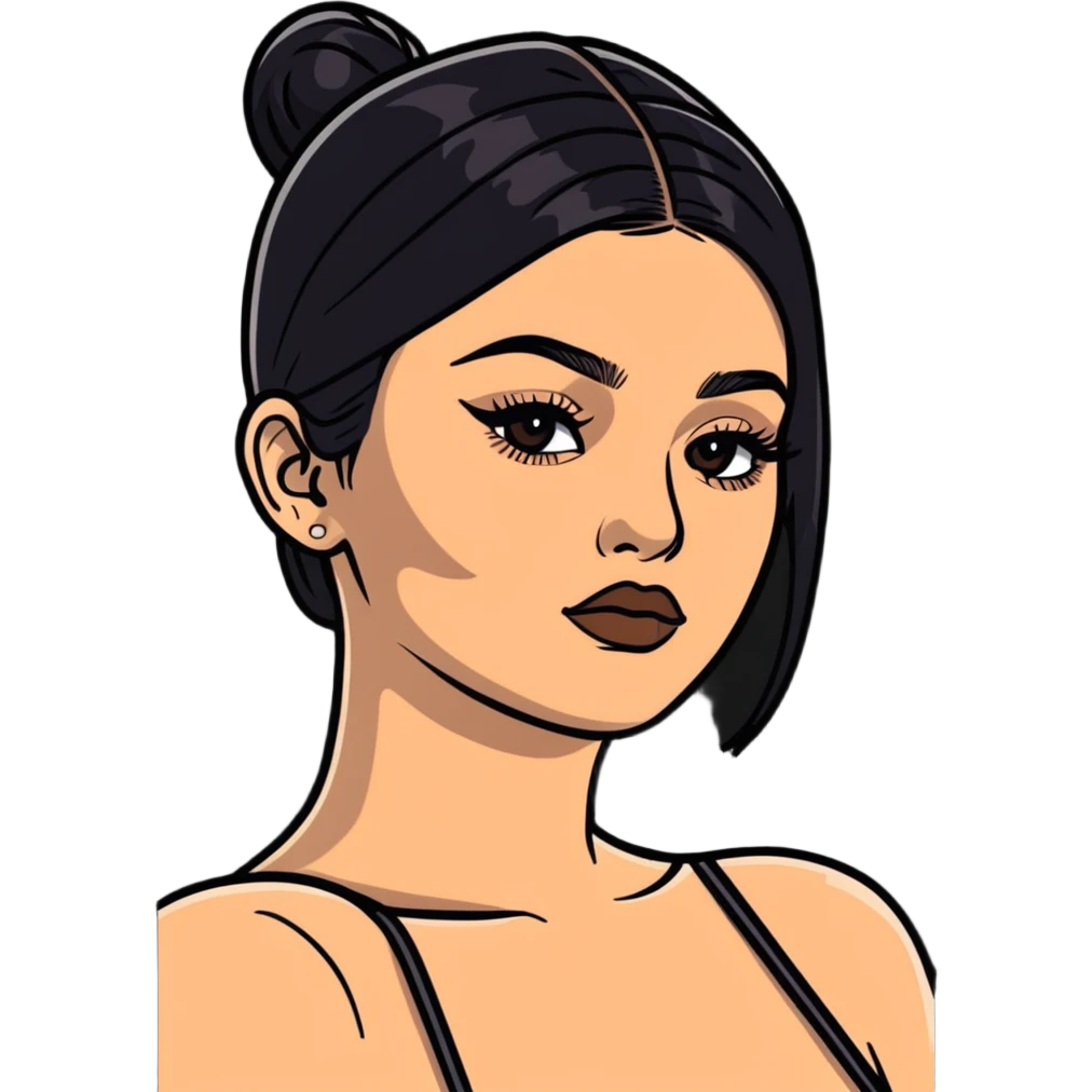 Kylie Jenner with a low bun emoji