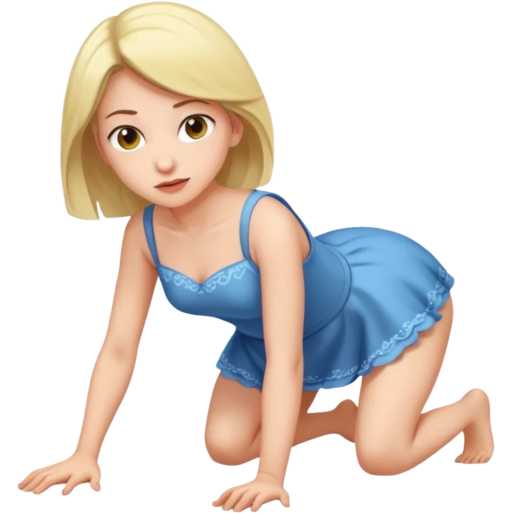 a young woman on all fours, crawling like a bitch. emoji