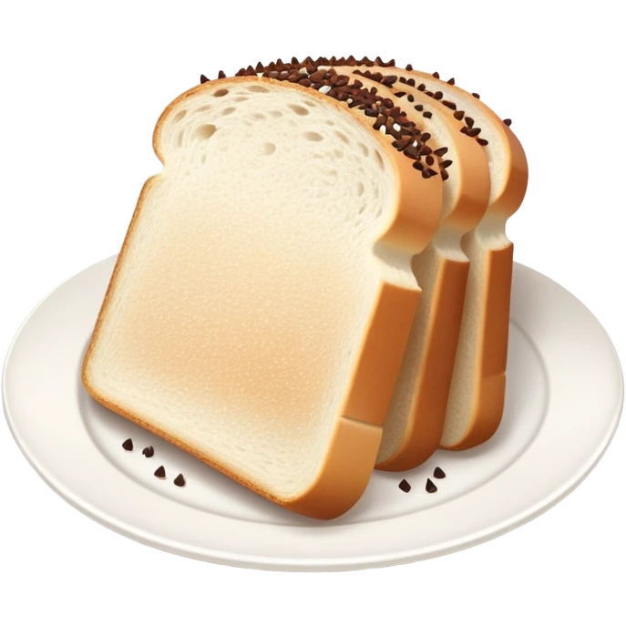 Slice of white bread on a white plate with chocolate sprinkles on top emoji