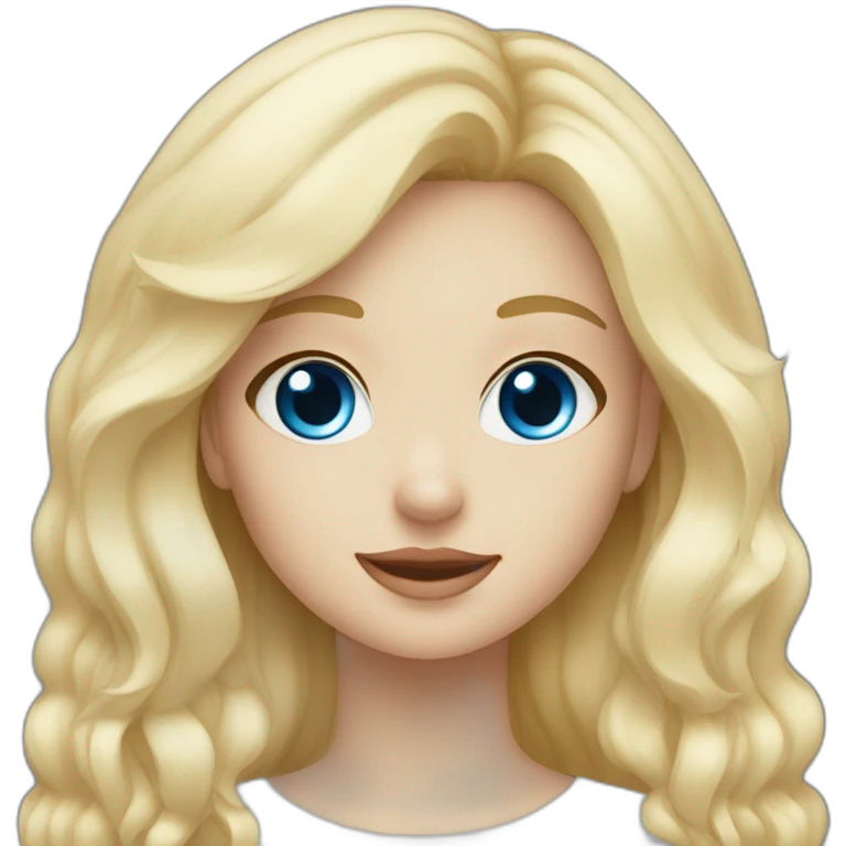 blonde girl with blue eyes and a white Spitz emoji