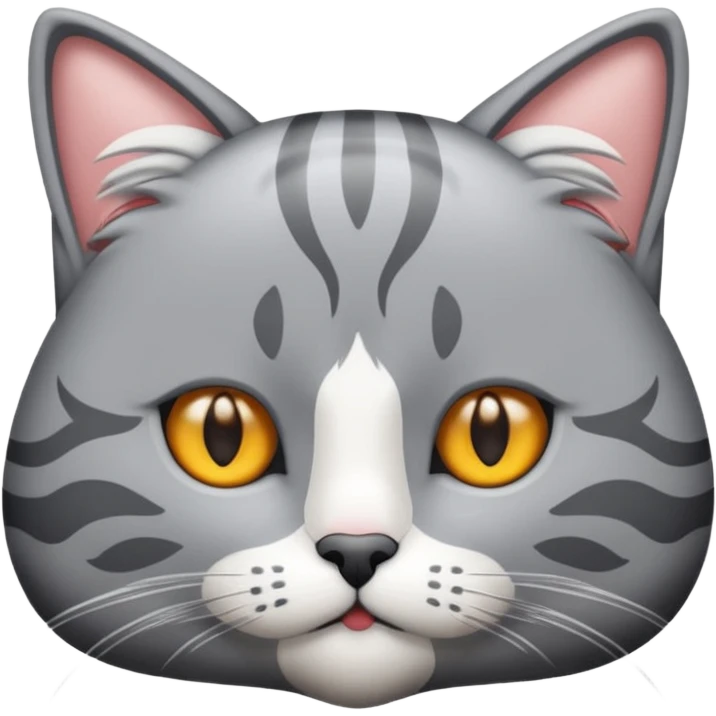 graue fluffige katze brittisch lang haar katze keine falten auf der stirn graue nase süß emoji