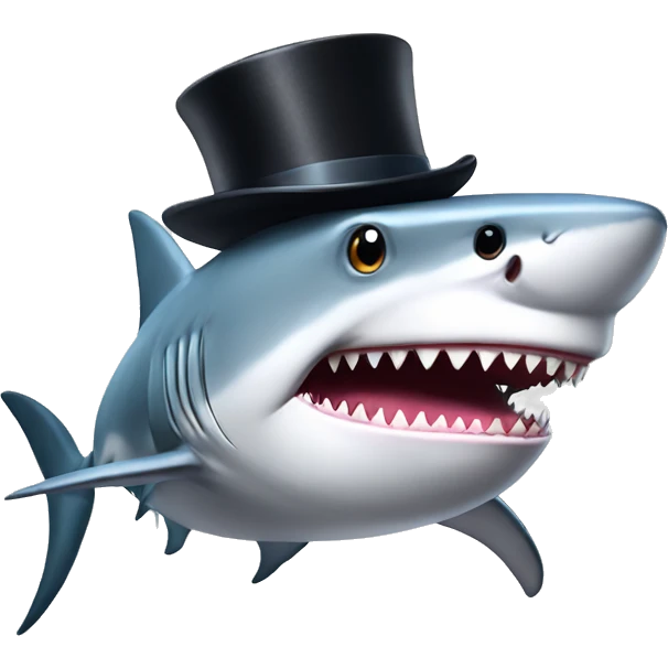 Shark with a top hat emoji
