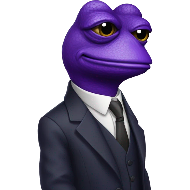Purple skin PEPE with suit  emoji