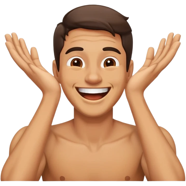 guy laughing with his hands on his neck emoji