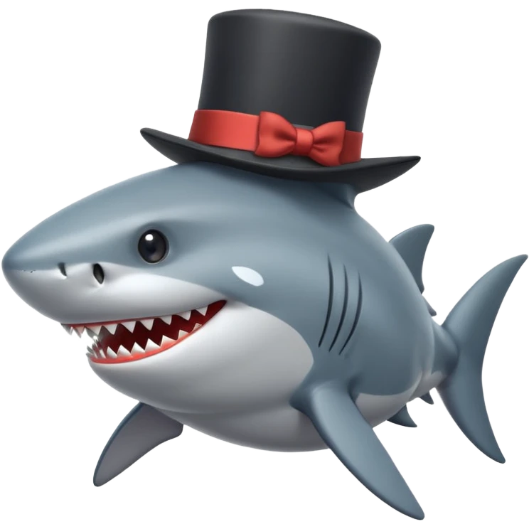 Shark with a top hat emoji