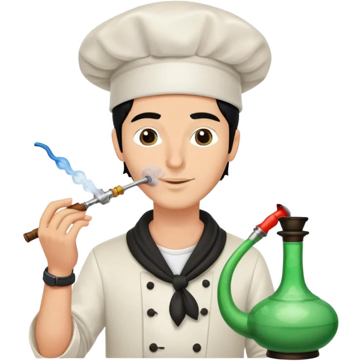 A white guy with black hair and smoking a hookah with a Chef's hat emoji