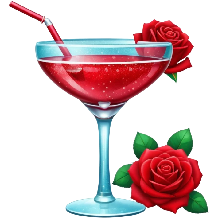 Glittery with roses red mocktail emoji