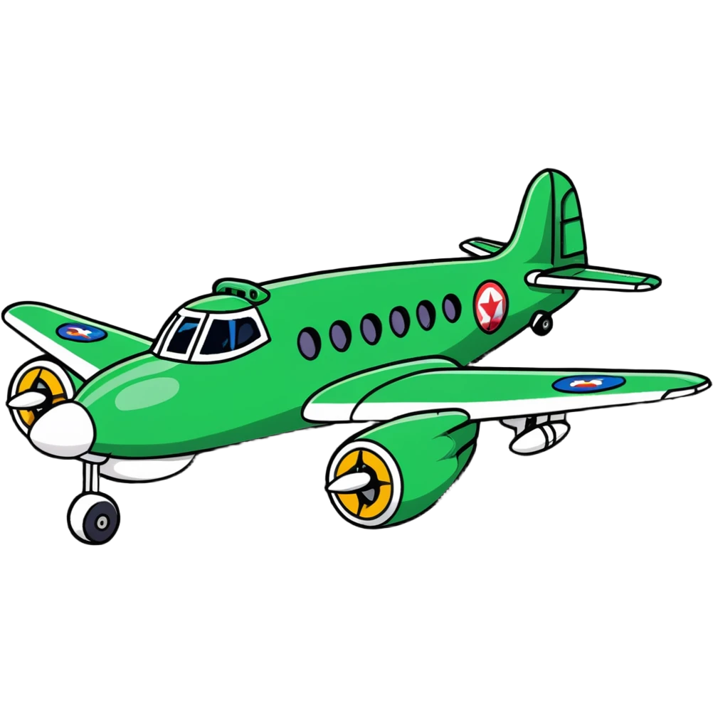 Fantasy aircraft with WWII bomber body, four propeller engines, and crocodile head and scales emoji