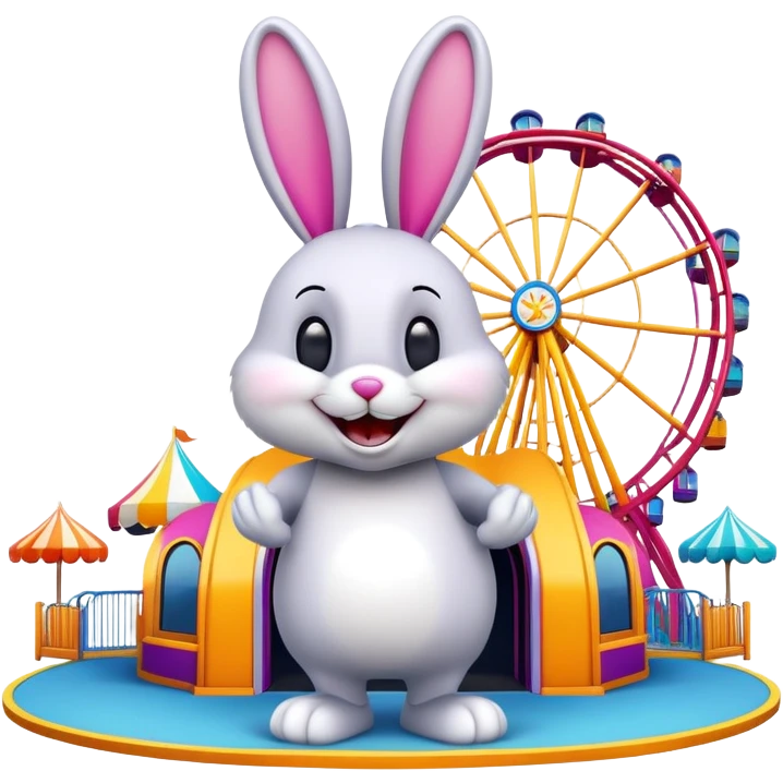 fun amusement park entrance with a bunny mascot, inspired by Walibi emoji