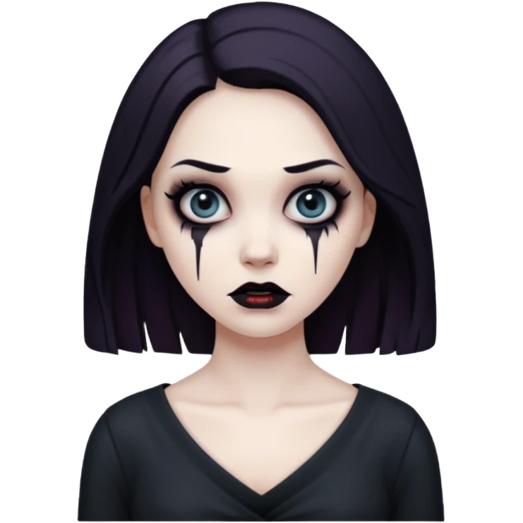 A realistic woman in horror, waist-length portrait emoji