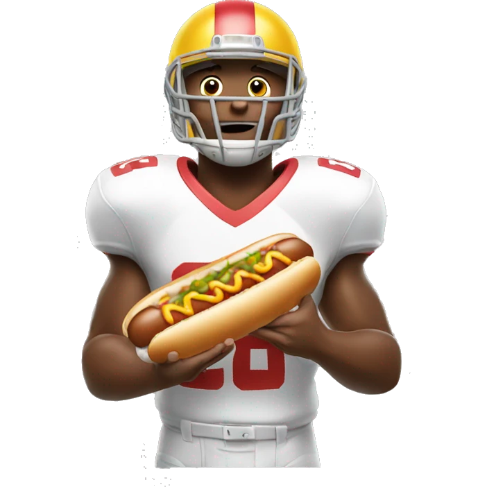 Football player with hot dog in hand  emoji