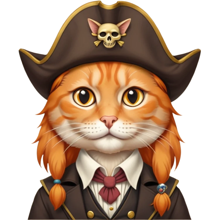 Aristocratic orange cat on Jack Sparrow's shoulder emoji