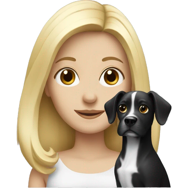 Blonde lady with a black and white dog emoji