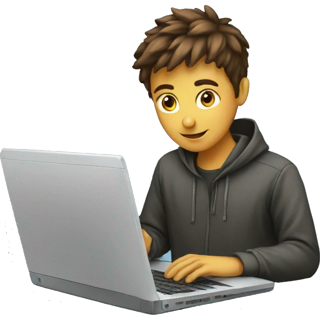 boy coding on laptop emoji
