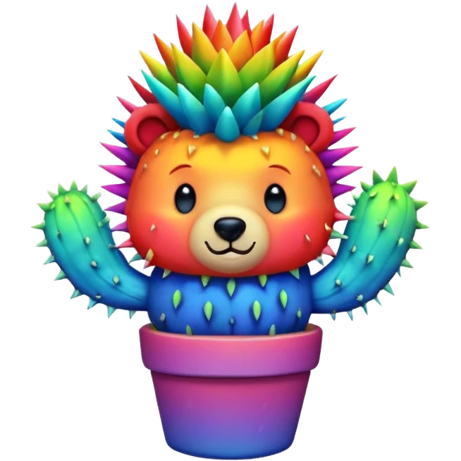 Rainbow cactus bear emoji