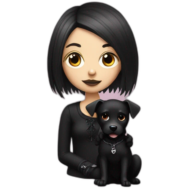 goth girl with a black dog emoji