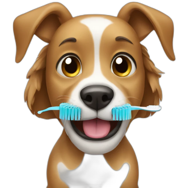 dog brushing teeth emoji