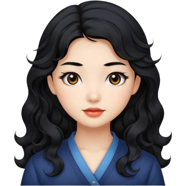 Beautiful girl,Black hair,wavy hair，long hair,Black eyes,Chinese emoji