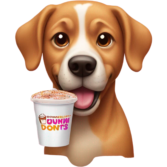 Dog drinking Dunkin’ Donuts emoji