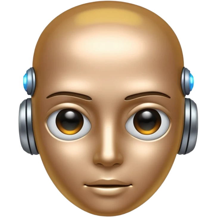 futuristic head with digital eyes AI emoji icon emoji