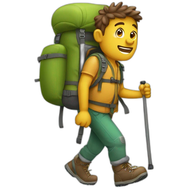 Hiking with big backbag emoji