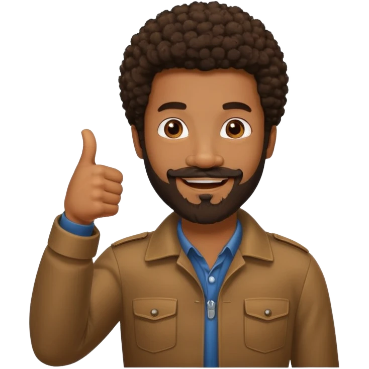 black man with beard, mustache, and short afro with his thumb up emoji