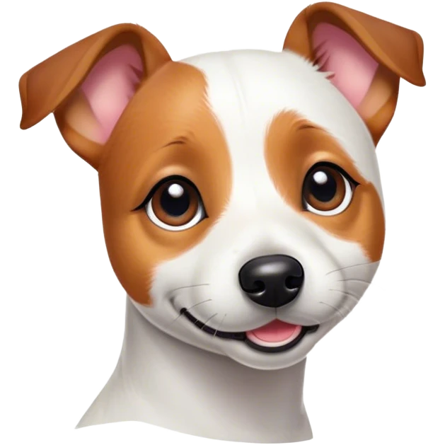 Cinematic Cute Jack Russell Terrier Portrait Emoji, Head tilted playfully and inquisitively, featuring a charming, small yet spirited body with a smooth, glossy coat, round, sparkling eyes full of delightful curiosity, and an endearing, mischievous smile, Simplified yet irresistibly adorable features, highly detailed, glowing with a warm, inviting glow, high shine, affectionate and lively, stylized with a touch of whimsical canine charm, soft glowing outline, capturing the essence of a mischievous yet lovable Jack Russell Terrier that seems as if it could scamper out of the screen into your arms! emoji