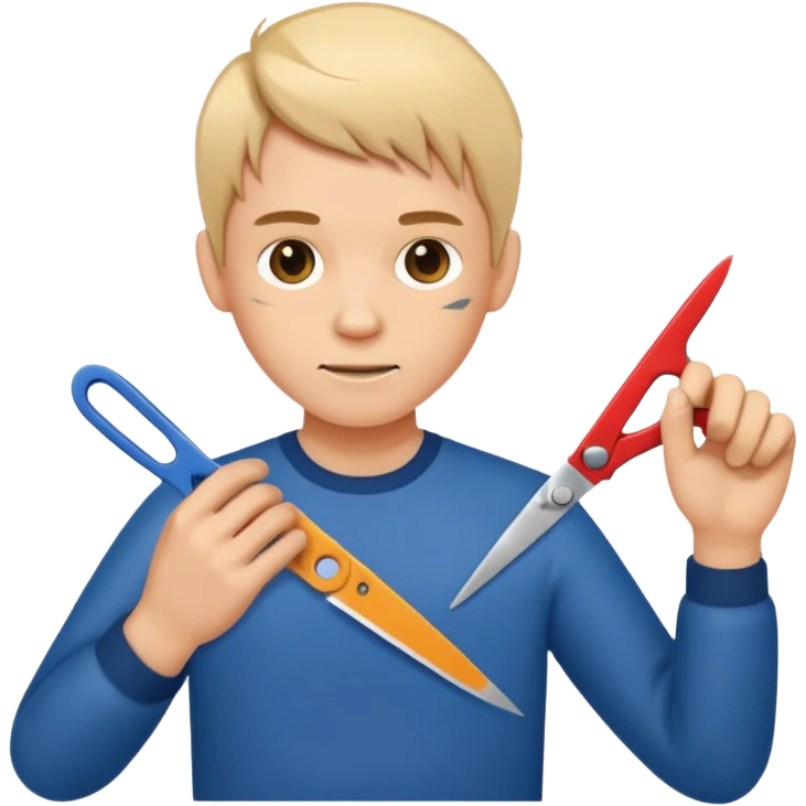 cutting scotch tape using scissors emoji