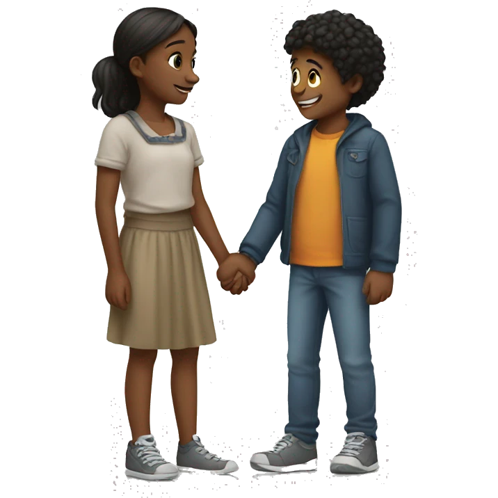 girl patting a boy emoji