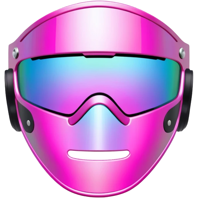 iridescent pink frameless shield visor, Y2K raver style, reflective one-piece lens emoji