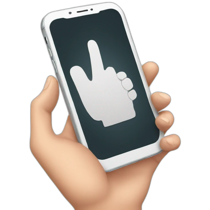 Hand holding iphone emoji