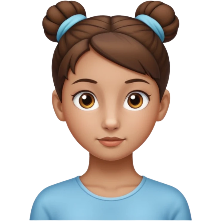 Normal skinned, tiny nosed, brown haired girl with sleek buns emoji
